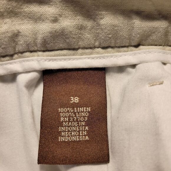 Perry Ellis shorts men's 38" LT Beige 100% linen Pre-owned - Picture 4 of 5